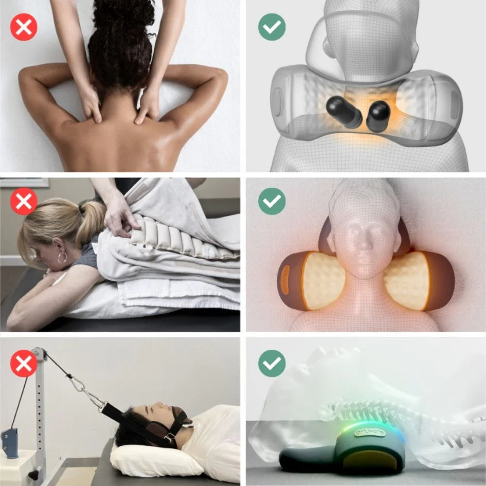 Infográfico demonstrando o massageador TeraCloud em comparação com outros métodos de massagem.