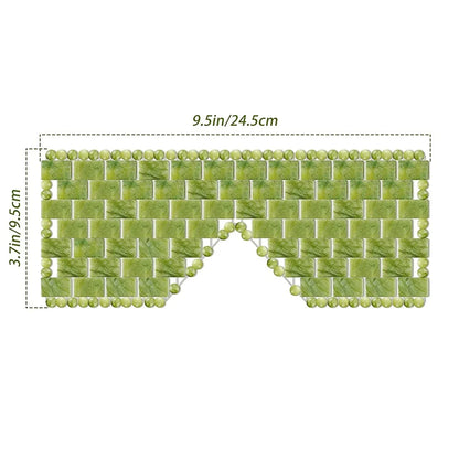 Máscara de Dormir Terapêutica de Jade Natural em fundo branco com as medidas do produto.