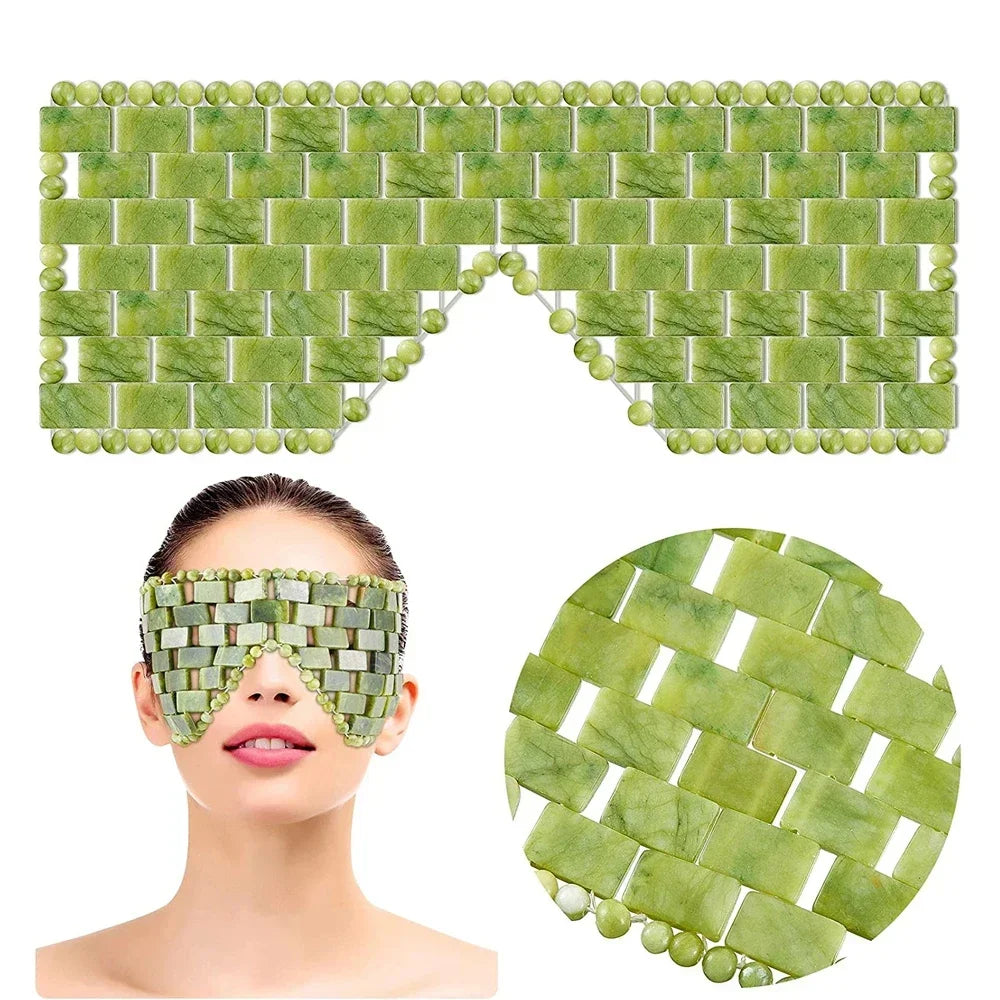 Máscara de Dormir Terapêutica de Jade Natural em fundo branco.