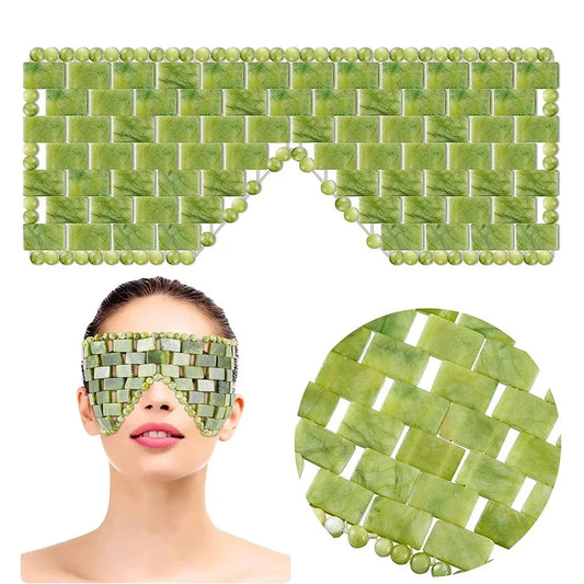Máscara de Dormir Terapêutica de Jade Natural em fundo branco.