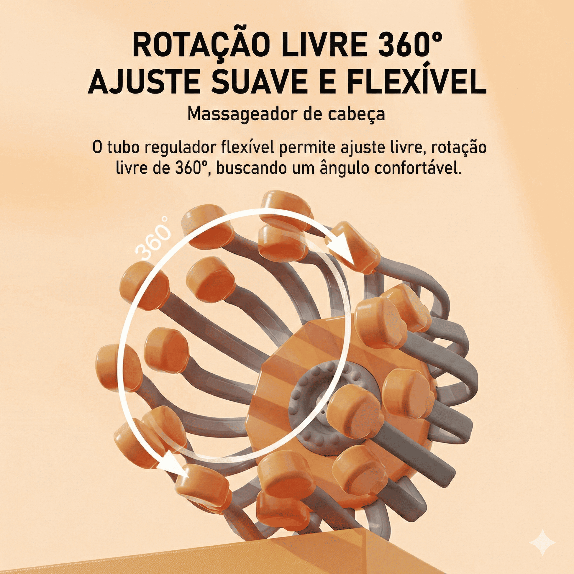 Close do Massageador Elétrico destacando as 20 cabeças de massagem e o giro 360º