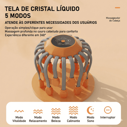 Diagrama técnico detalhando os diferentes modos de uso do massageador.