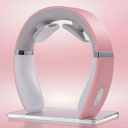 Massageador Elétrico de pescoço NeckSpa em cor rosa com design ergonômico.