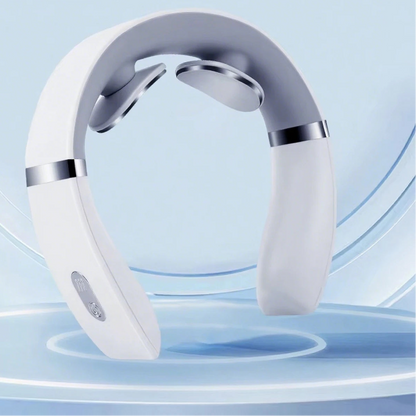 Massageador Elétrico de pescoço NeckSpa em cor branca com design ergonômico e moderno 2.