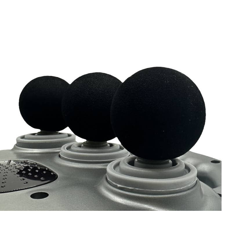 Detalhe das diferentes cabeças de massagem do kit do Massageador Elétrico TotalRelif 6.