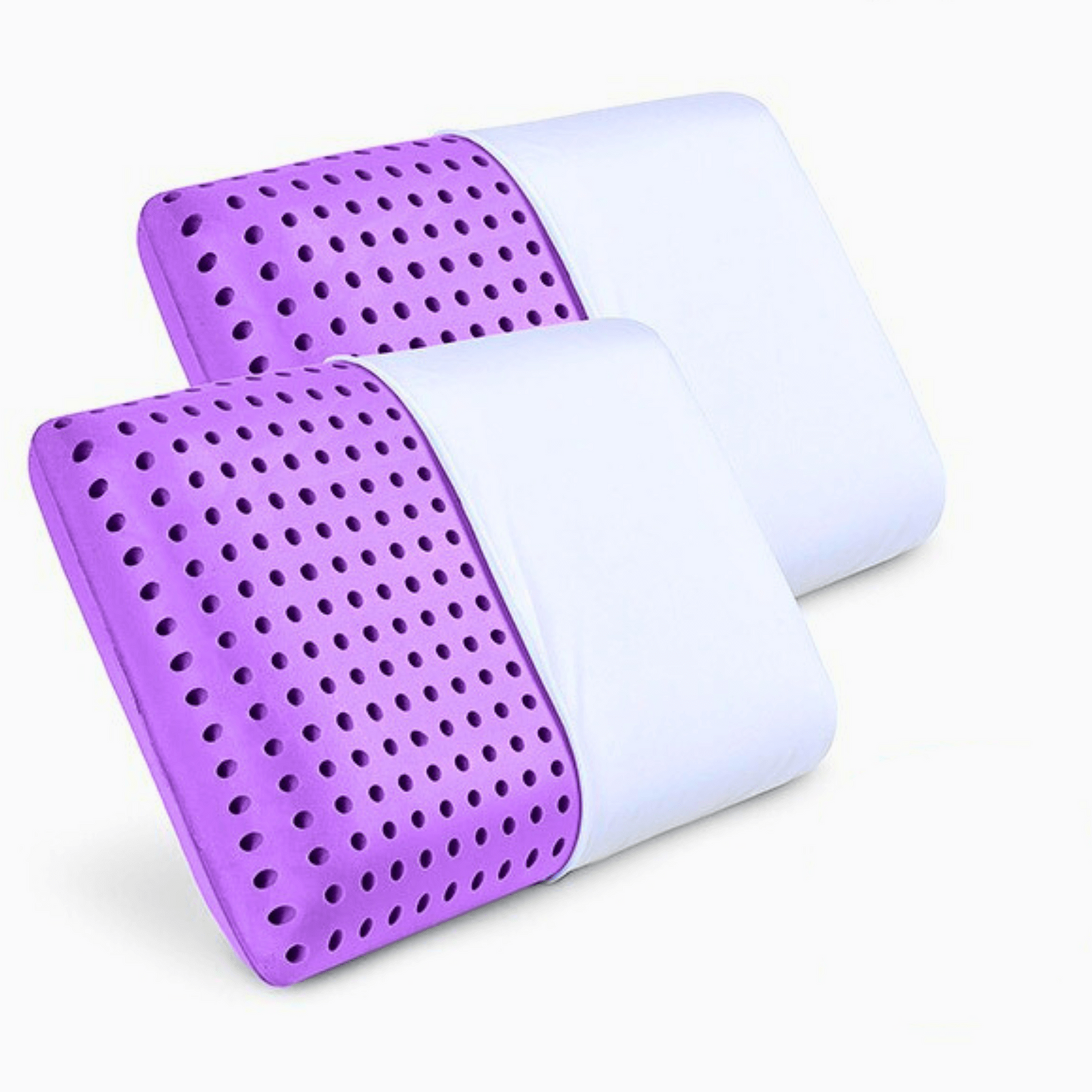 Travesseiro ortopédico Sillencia OrthoDeep na cor violeta com estrutura perfurada para máxima ventilação.