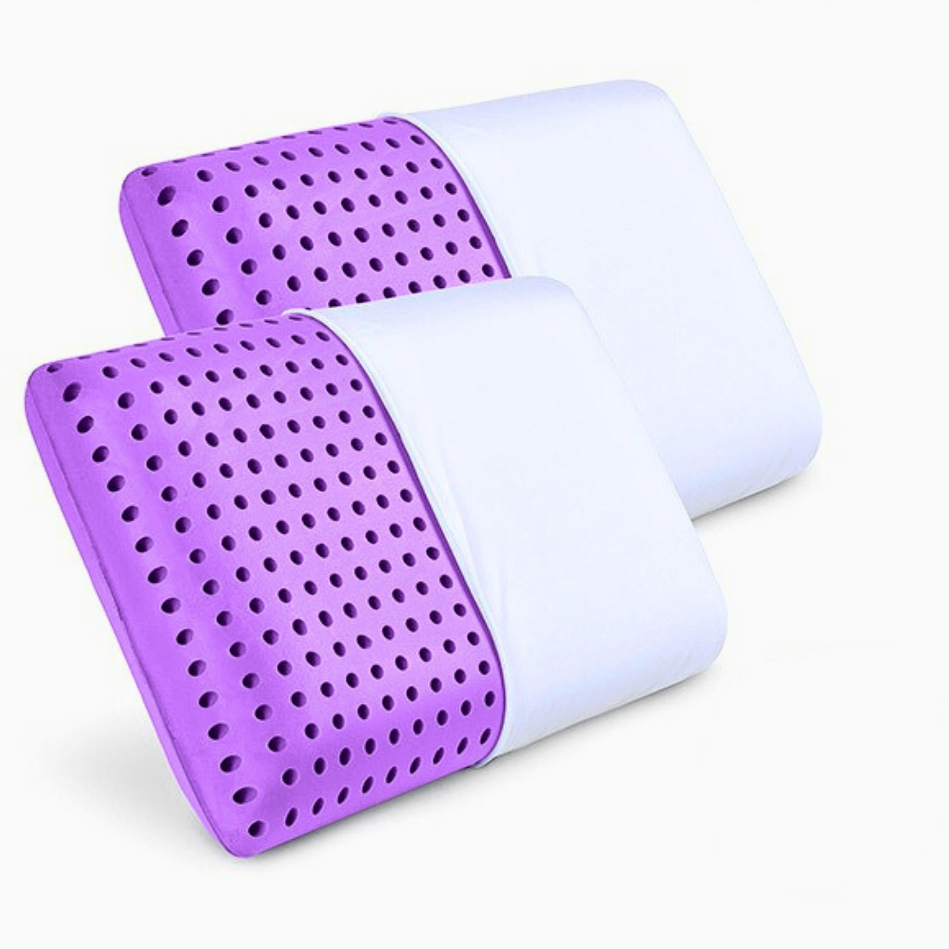 Travesseiro ortopédico Sillencia OrthoDeep na cor violeta com estrutura perfurada para máxima ventilação.