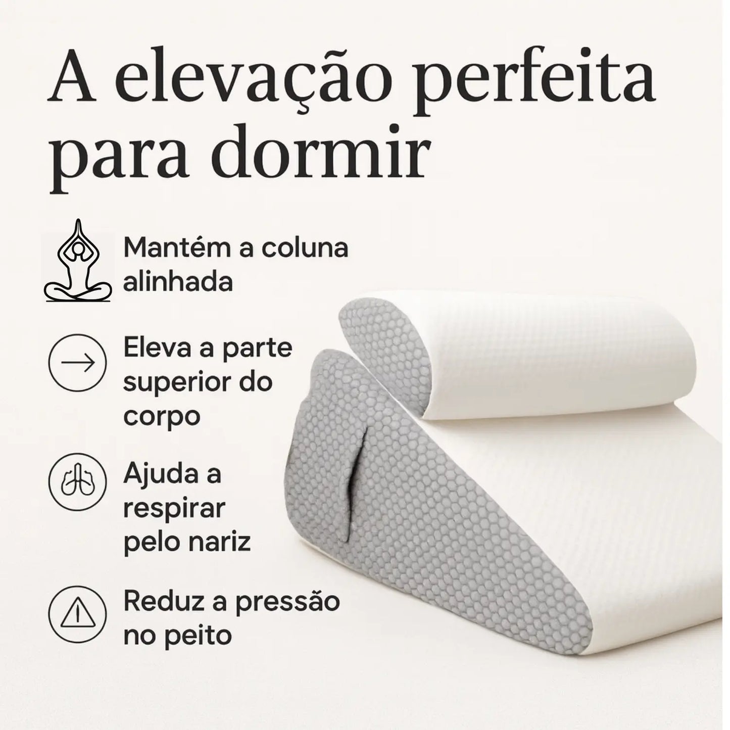 Imagem mostrando os benefícios do Travesseiro ortopédico Sillencio.