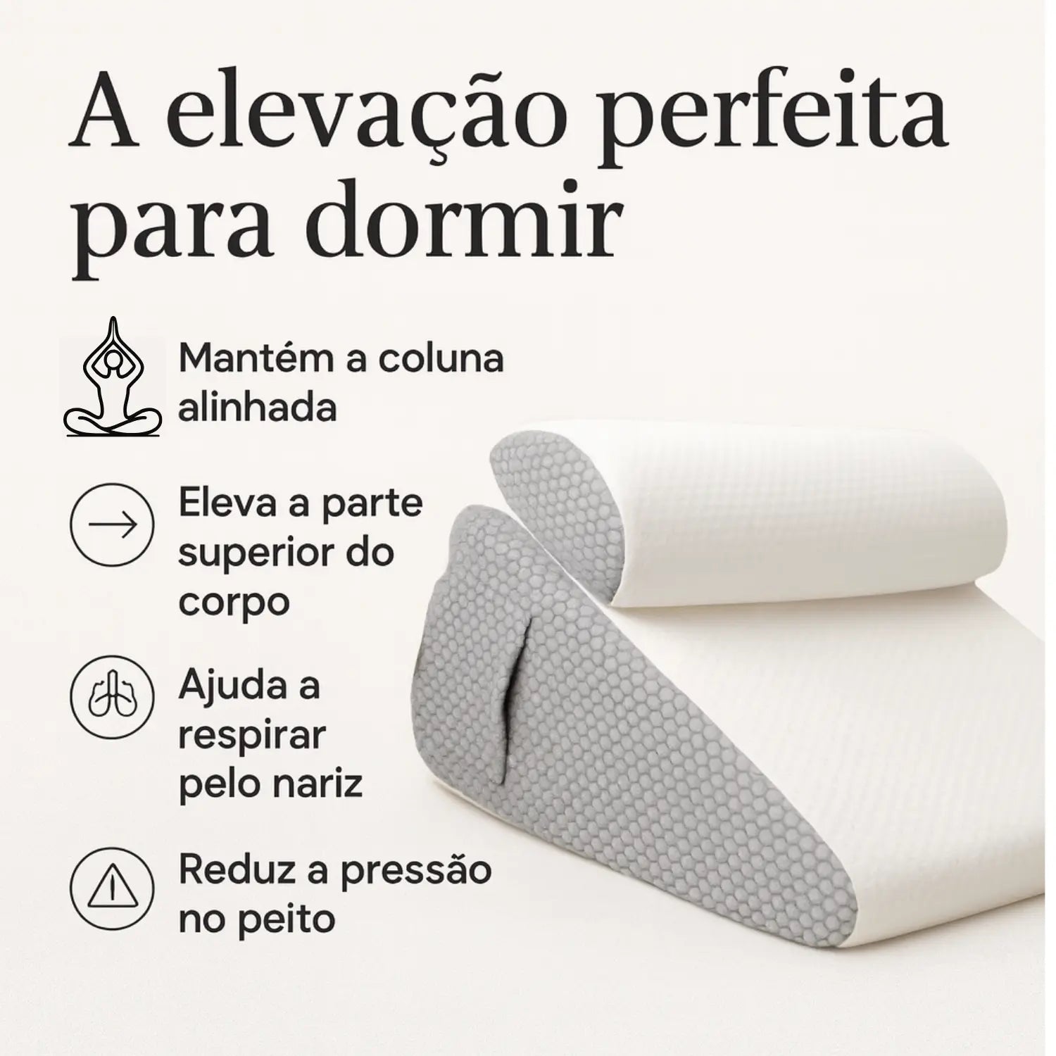 Imagem mostrando os benefícios do Travesseiro ortopédico Sillencio.