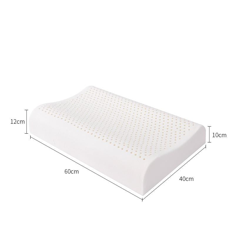 Ttravesseiro ortopédico Sillencia LatexPro em fundo branco com as medidas.