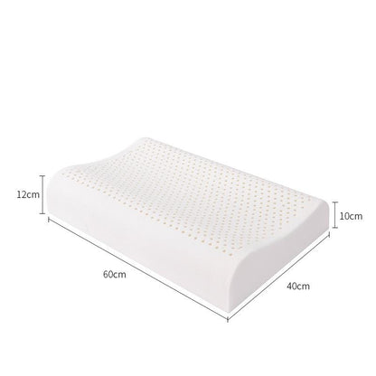 Ttravesseiro ortopédico Sillencia LatexPro em fundo branco com as medidas.