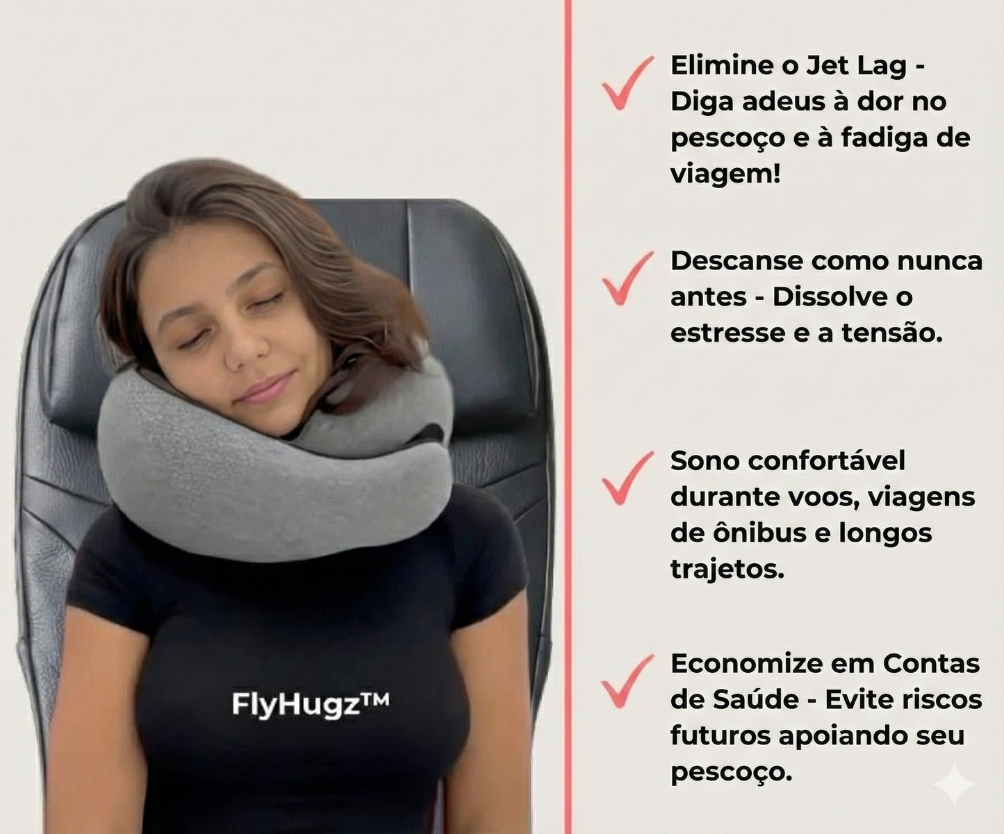 Imagem mostrando os benefícios do travesseiro de Pescoço Sillencia Conforto360 Kit Premium 