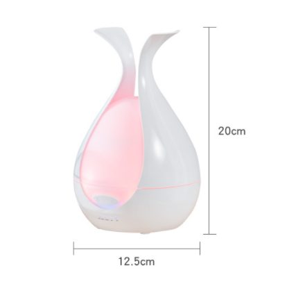 Infográfico mostrando a altura de 20cm e largura de 12,5cm do umidificador de ar Sillencia