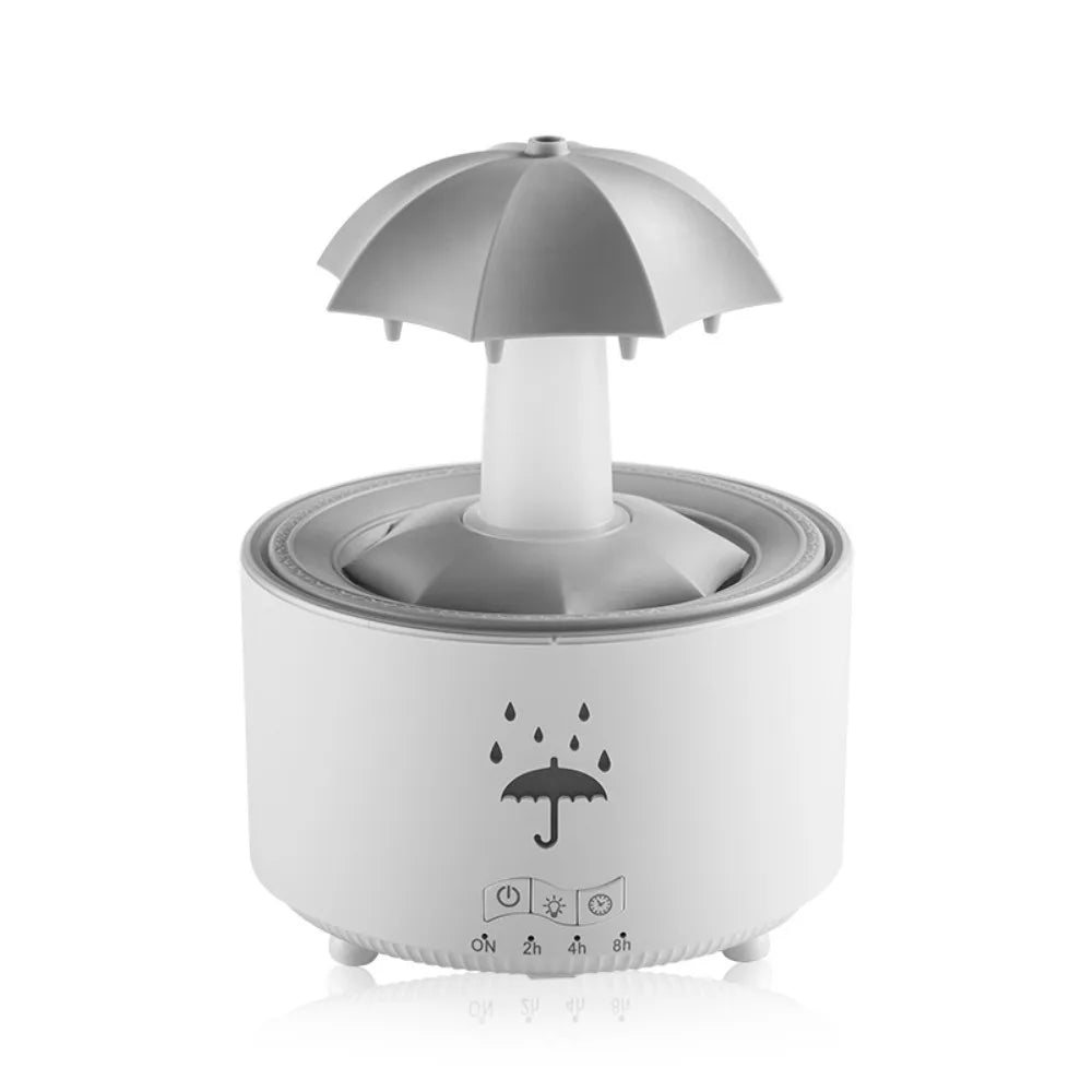 Umidificador de ar Sillencia UmbrellaRain branco com design de guarda-chuva em um fundo branco.
