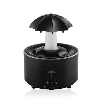 Umidificador de ar Sillencia UmbrellaRain preto com design de guarda-chuva em um fundo branco.